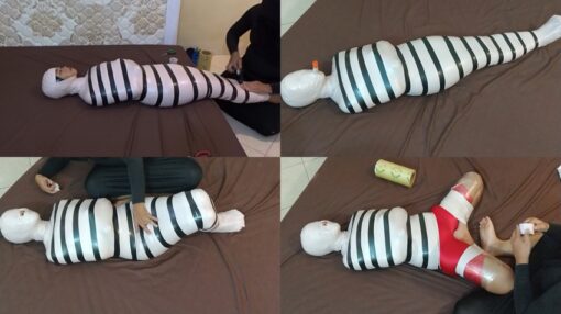 [RM143] A Girl Wrapped Into A Mummy Only Breathes From A Small Pipe And Given Vibrator Stimulation