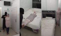 [RM164] A Girl Tries To Become A Mummy With Duct Tape For The First Time In Her Bedroom
