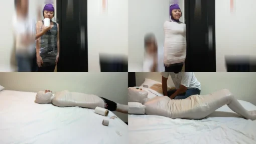 [RM005] First Time Wrapped as a Mummy, This Girl Looks Interested and Enjoys Doing Mummy Scenes