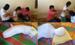[RM013] (Clip) A girl is mummified in a frogtied pose and gets breath control