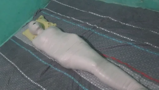 [RM021] (Incomplete) Girl Wrapped Into A Mummy With Leggings Then Wrapped Again With Duct Tape - Image 4