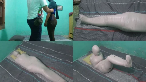 [RM021] (Incomplete) Girl Wrapped Into A Mummy With Leggings Then Wrapped Again With Duct Tape