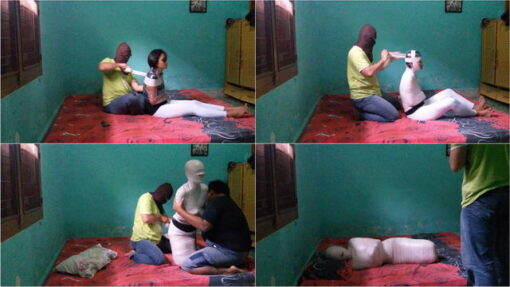 [RM022] (Incomplete) Beautiful girl gets mummified with Hogtied pose and gets breathplay