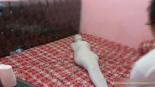 [RM024] Young Mother Tries To Be Wrapped Into A Mummy In Her Private Bedroom - Image 4