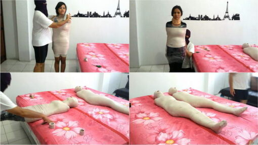 [RM026] Double Mummification: 2 girls mummified at once in the bedroom