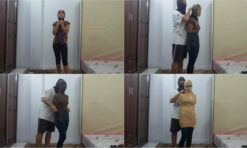 [RM028] (Clip) A girl wrapped in cardboard duct tape in the bedroom