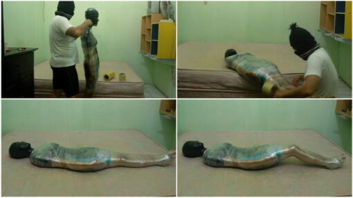 [RM038] A hot girl is wrapped helplessly in cling wrap