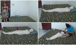[RM054X] Mummification Bondage With Breasts Out 01