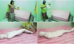 [RM057] A girl struggles when she gets her breathplay in a mummified state