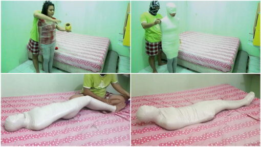 [RM057] A girl struggles when she gets her breathplay in a mummified state