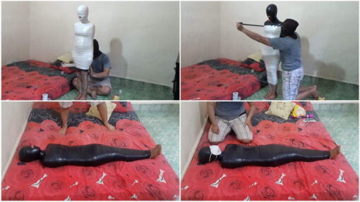 [RM059] A girl is mummified in 2 layers of duct tape