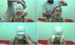 [RM065] (Clip) A girl's head was tightly wrapped with duct tape and given a breath control