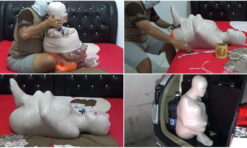 [RM072] This Girl Was Helpless When Put In Car Because Her Body Was Wrapped Tightly In Mummy