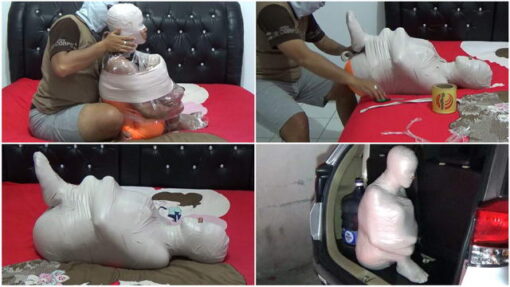 [RM072] This Girl Was Helpless When Put In Car Because Her Body Was Wrapped Tightly In Mummy