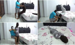[RM078] A Beautiful Girl Wrapped In 3 Layers Of Leggings Then Wrapped Again In Plastic