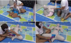 [RM079] Beautiful girl frogtied in mummification style and given vibrator stimulation