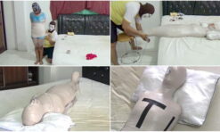 [RM086] A girl is tightly wrapped and given only breaths with an oxygen mask