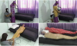 [RM092] A beautiful girl is mummified and has a ball gag in her mouth
