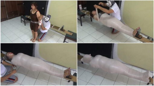 [RM095] A girl gets wrapped up in a pool but there is an accident during a scene