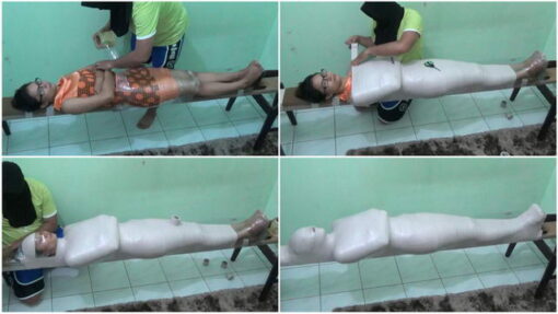 [RM097] A beautiful girl wearing glasses is mummified tightly on a log