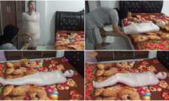 [RM111] This beautiful girl tries to be wrapped as a mummy for the first time with her eyes uncovered