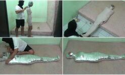 [RM112] Beautiful Girl In Swimsuit Wrapped Tightly Into A Mummy In 2 Layers Of Duct Tape