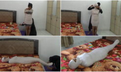 [RM117] Beautiful girl for the first time experience how to be a living mummy