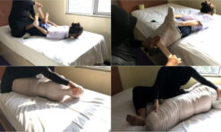 [RM122] Cocoa-Soft Collaboration: Girl 150 cm wrapped in hogtied pose and smothered in pillow