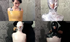 [RM123] Cocoa-Soft Collaboration: 150 cm Girl Wrapped Into Mummy In 6 Layers Making Her Body Stiff