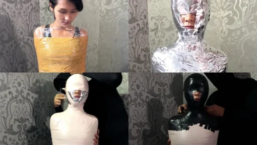 [RM123] Cocoa-Soft Collaboration: 150 cm Girl Wrapped Into Mummy In 6 Layers Making Her Body Stiff
