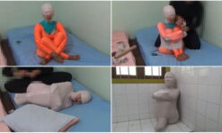 [RM125] A 150cm cute girl was wrapped tightly in an uncomfortable position