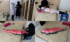 [RM155] A Malaysian Girl Is Wrapped Tightly In Duct Tape And Put In A Sleeping Bag