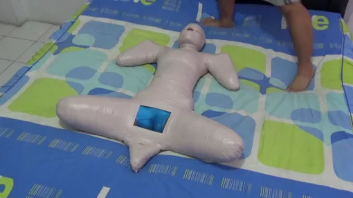 [RM079] Beautiful girl frogtied in mummification style and given vibrator stimulation - Image 4