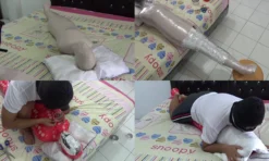 [RM091] Wrapped in 3 layers of duct tape that prevents him from moving freely