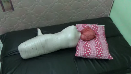 [RM103] The beautiful girl is wrapped in Hogtied and her head is wrapped in a plastic bag - Image 6