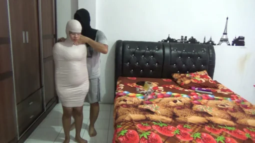 [RM111] This beautiful girl tries to be wrapped as a mummy for the first time with her eyes uncovered - Image 4