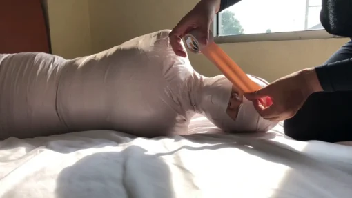 [RM122] Cocoa-Soft Collaboration: Girl 150 cm wrapped in hogtied pose and smothered in pillow - Image 7