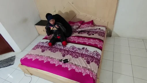 [RM153] This Girl Was Wrapped Tightly in Black Plastic And Transparent Duct Tape in Frogtied Pose Like a Pet - Image 5