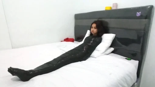 [RM157] This Beautiful Girl Is Wrapped In Saran Wrap Plus Pink Spandex - Image 3