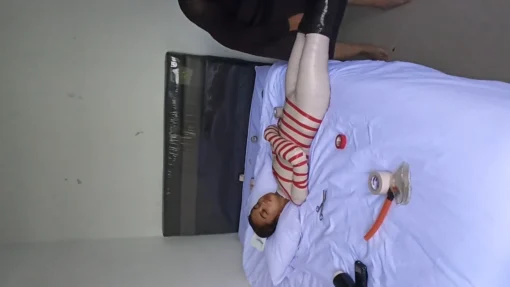 [RM159] A beautiful girl who is only 150 cm tall is wrapped into a mummy with white duct tape with both hands wrapped together in front - Image 3
