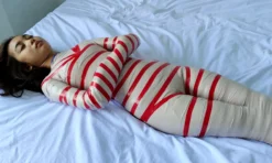 [RM159] A beautiful girl who is only 150 cm tall is wrapped into a mummy with white duct tape with both hands wrapped together in front