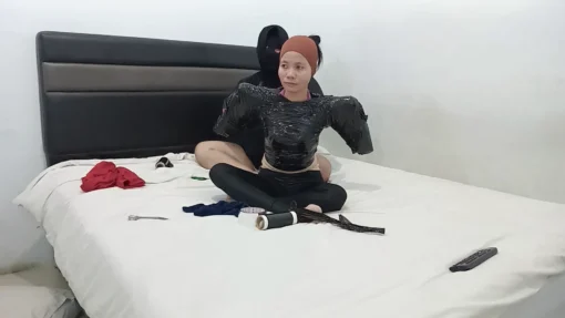 [RM161] This Girl Is Wrapped Tightly In Frogtied Position Like A Helpless Pet Wrapped In Duct Tape - Image 2