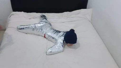 [RM161] This Girl Is Wrapped Tightly In Frogtied Position Like A Helpless Pet Wrapped In Duct Tape - Image 5