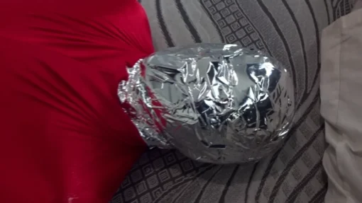 [RM169] Pakistani Girl Wrapped Tightly In Chrome Tape & Breath Restricted Until She Struggles & Crying To Submit