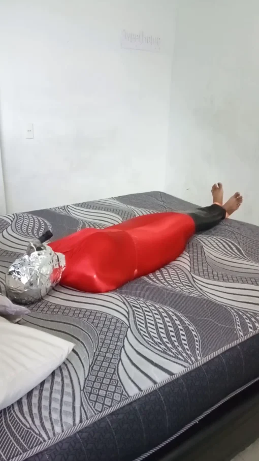 [RM169] Pakistani Girl Wrapped Tightly In Chrome Tape & Breath Restricted Until She Struggles & Crying To Submit - Image 6