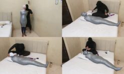 [RM150] A girl was mummified in white and grey duct tape and then her breath was sealed