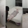 [RM164] A Girl Tries To Become A Mummy With Duct Tape For The First Time In Her Bedroom