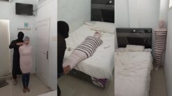 [RM164] A Girl Tries To Become A Mummy With Duct Tape For The First Time In Her Bedroom