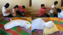 [RM013] (Clip) A girl is mummified in a frogtied pose and gets breath control