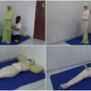 [RM055] A girl is wrapped in a prayer position and given a stimulus with a vibrator